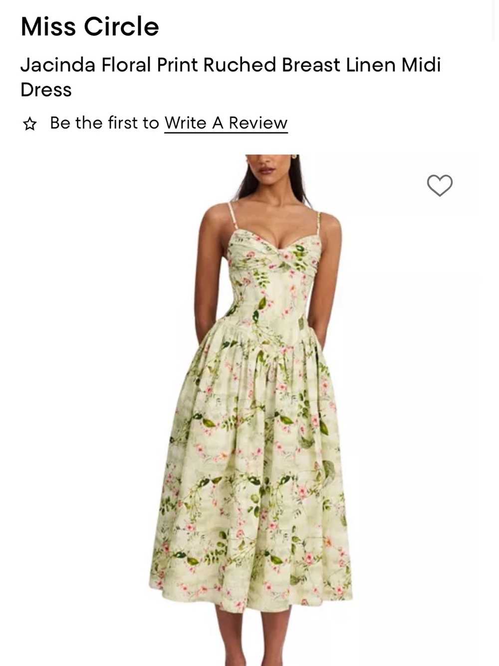 Miss Circle Jacinda Floral Print Ruched Bust Linen Midi Dress - Light Green